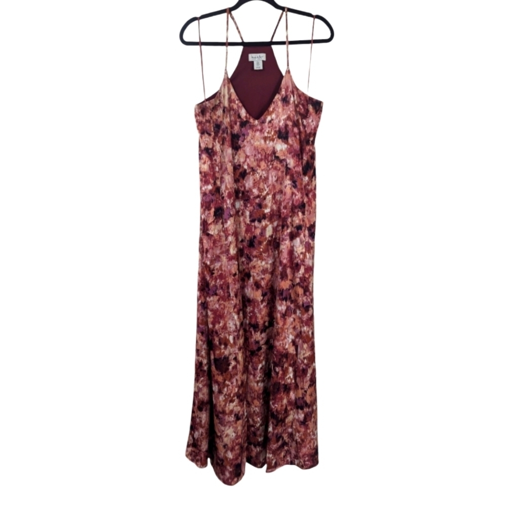 Nicole Miller Fuchsia Watercolor Floral Print Trapeze Maxi Dress - Picture 4 of 8